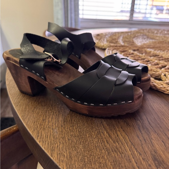 Lotta From Stockholm Peep Toe Mid Heel Clogs - Picture 2 of 6